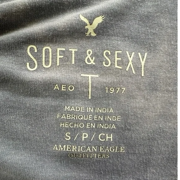 American Eagle Soft Sexy Tie Dye Bell Sleeve Crossover Top Blue Gray - Picture 9 of 14